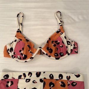 RED CARTER IVY CHEETAH PRINT BIKINI SET SIZE SMALL